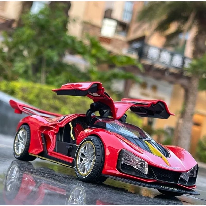 Diecast Alloy Car Model Miniatur Die-cast Mobil Mobilan Sports Car Pajangan Metal  Skala 1:24
