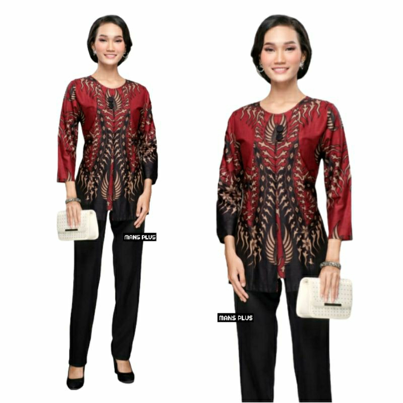 Blouse Batik Wanita Jumbo XXL XXXL Kemeja Atasan Batik Wanita Big Size 4L-5L MNC