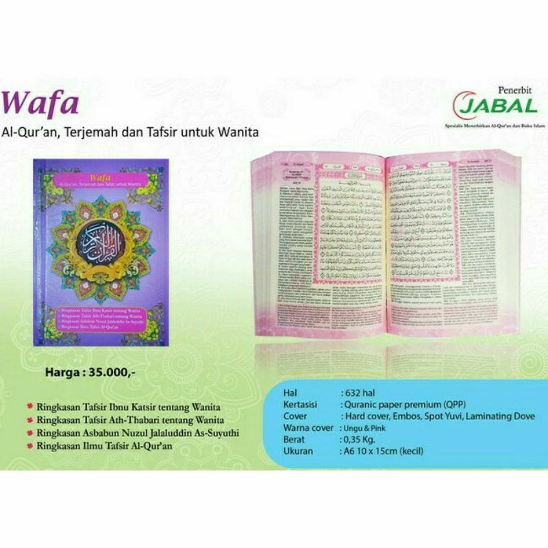 Al Quran Wanita Terjemah Mushaf Wafa HC A6 REGULER