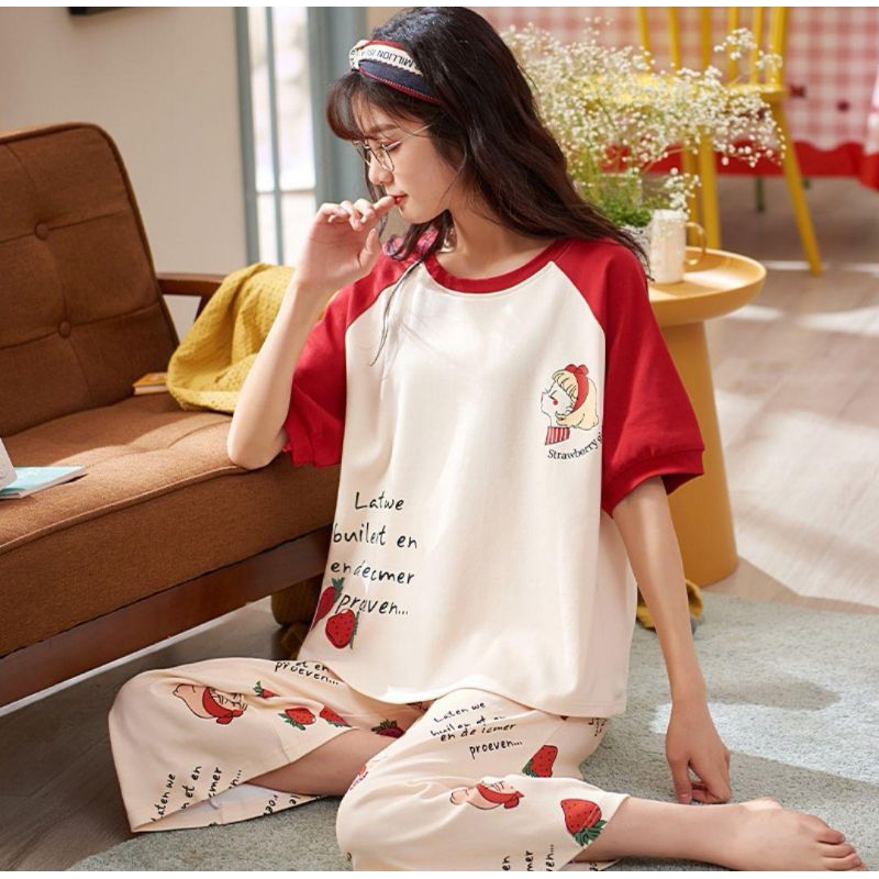 Baju tidur wanita piyama kaos import fashion new