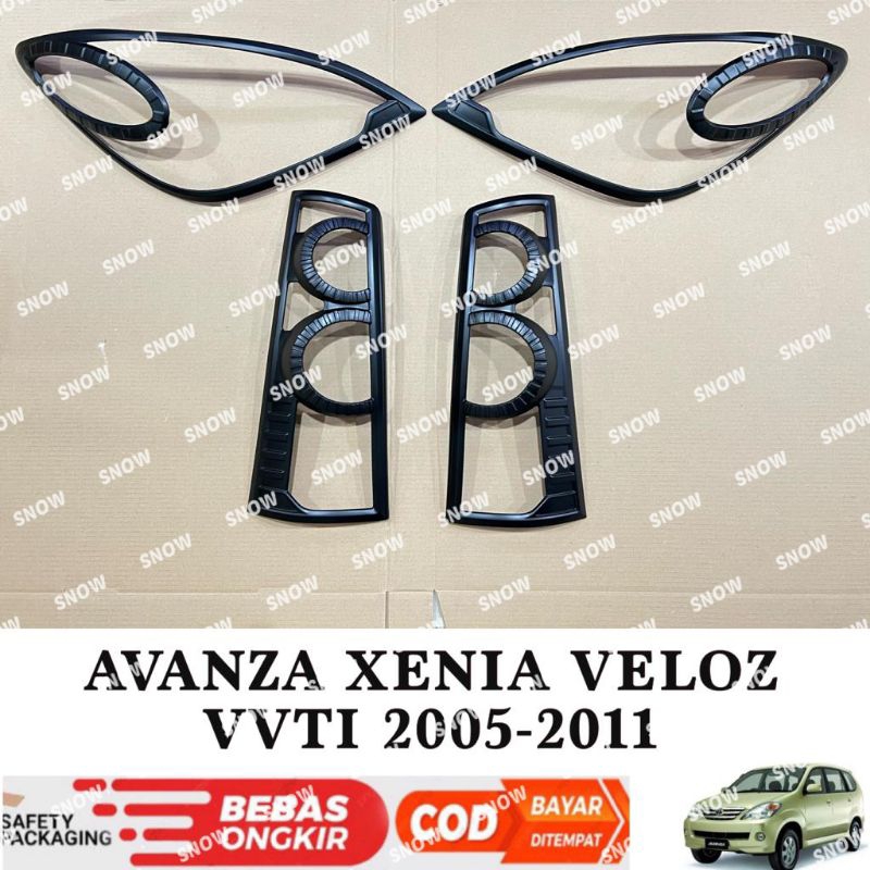 Paket Garnish Lampu Depan Belakang Avanza Xenia Veloz 2005 2007 2008 2010 2011 Hitam Chrome