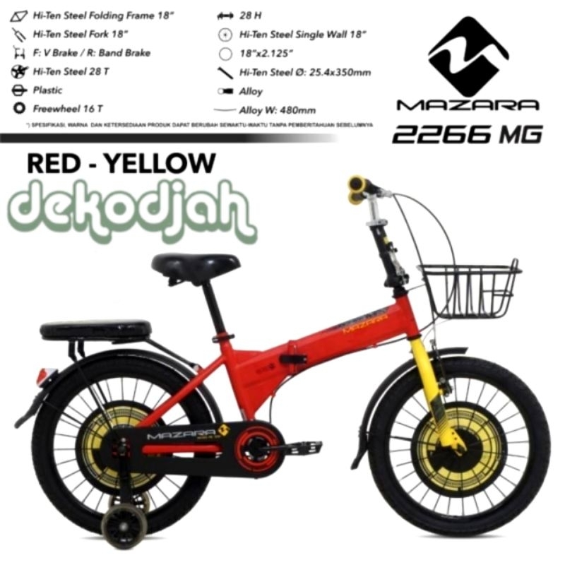 SEPEDA LIPAT ANAK UKURAN 16 MAZARA 2266MG KERANJANG DEPAN