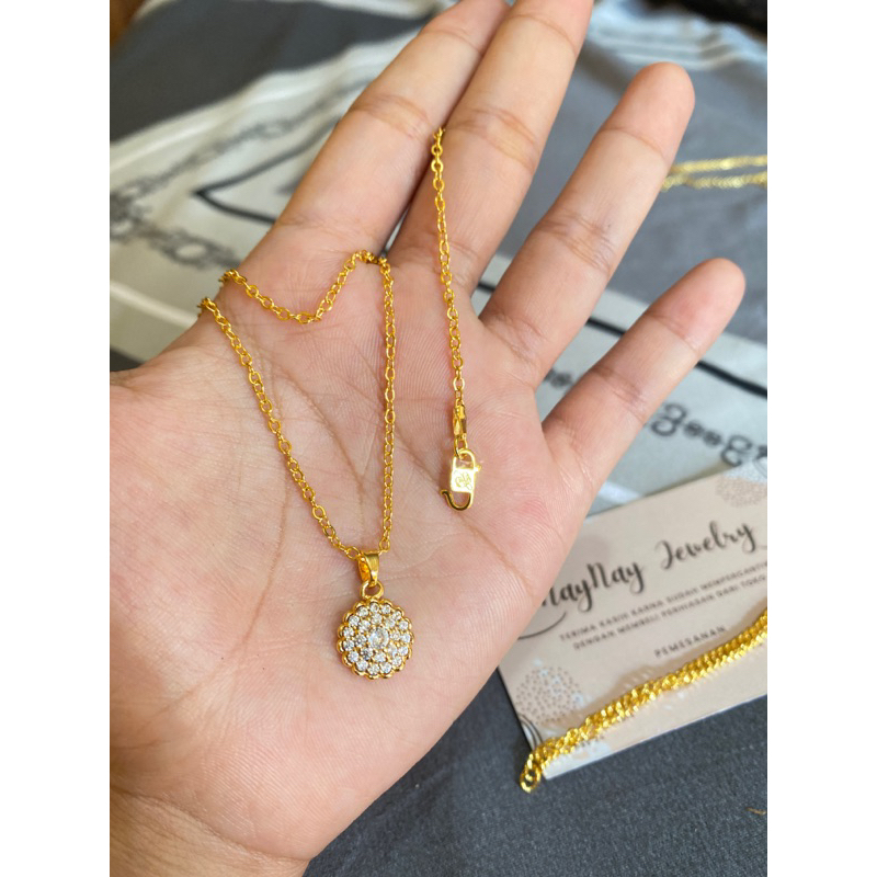 Kalung medan halus lapis emas 24k