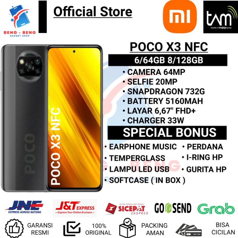 XIAOMI POCO X3 NFC RAM 8/128GB 6/64GB GARANSI RESMI TAM - BONUS