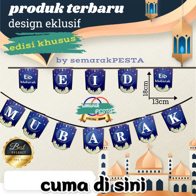 (EDISI KHUSUS) banner EID MUBARAK , tulisan EID MUBARAK, spanduk eid mubarak,bunting EID MUBARAK,dek
