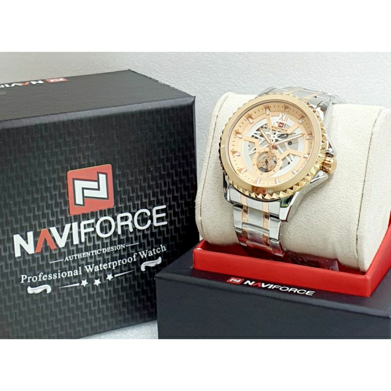 NAVIFORCE ORIGINAL 9186 GARANSI STAINLISS STEEL CHRONO FREE BOX