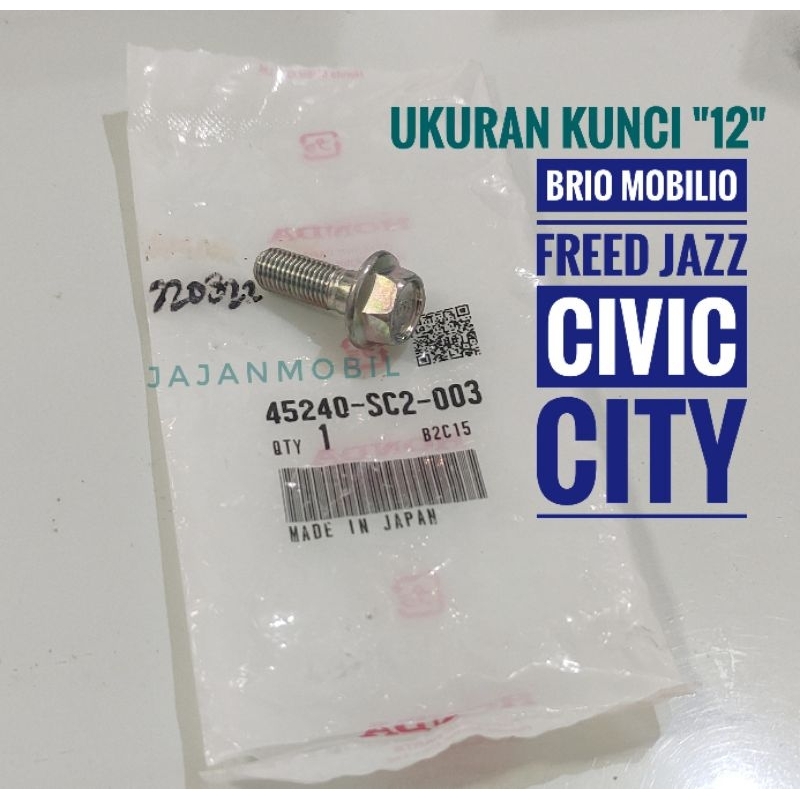 BAUT PIN KALIPER JAZZ BRIO FREED CITY BAUT KALIPER BRIO JAZZ FREED CITY BAUT KALIPER REM HONDA BRV