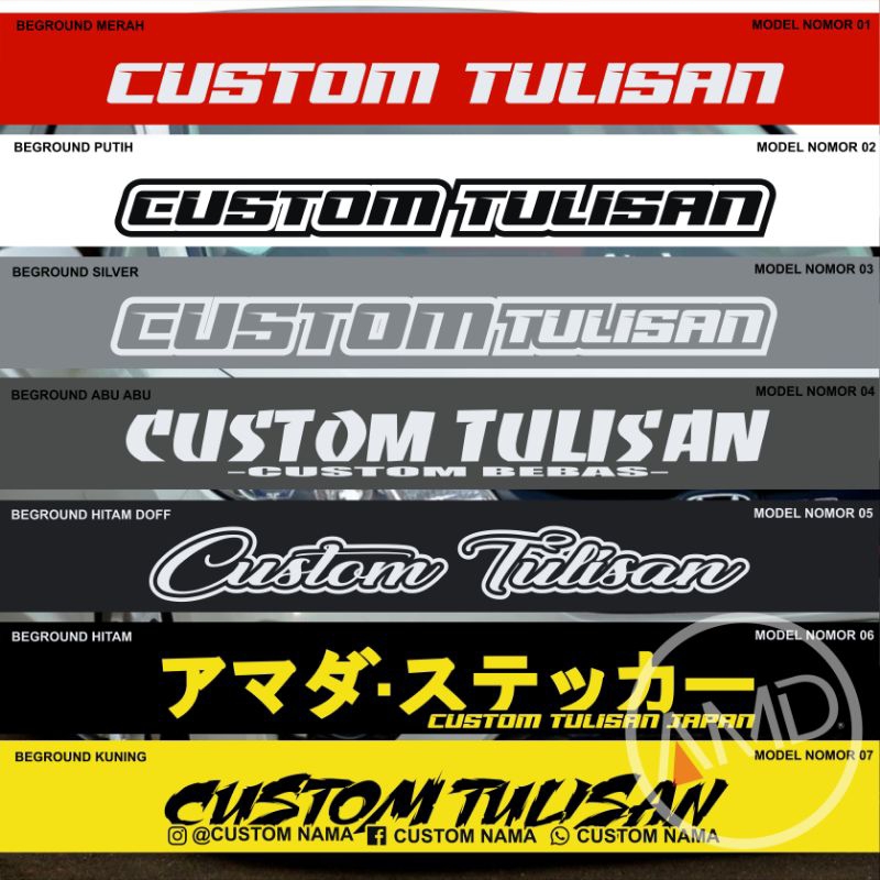 Custom Nama Tulisan sticker speedhunter kanji blok kaca mobil jdm style all mobil Toodamnlow