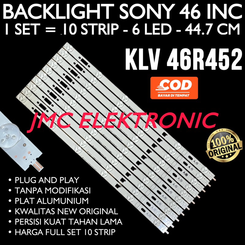BACKLIGHT TV LED SONY 46 INCH KLV46R452A KLV 46R452A 46R452 LAMPU BL 46IN 6K 3V 3 VOLT