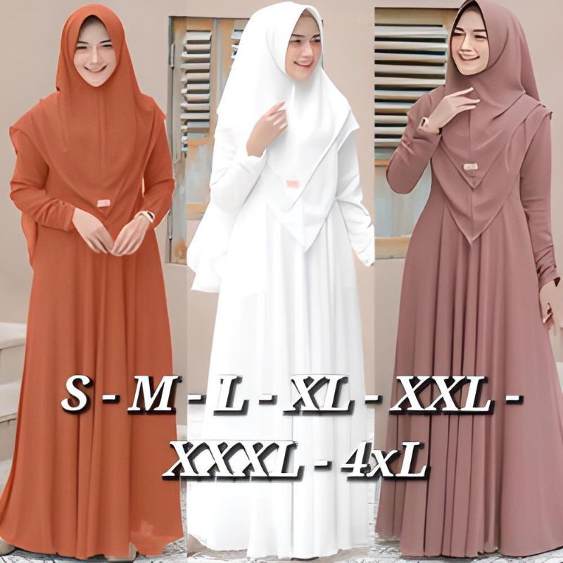 Gamis syari plus jilbab 2 layer