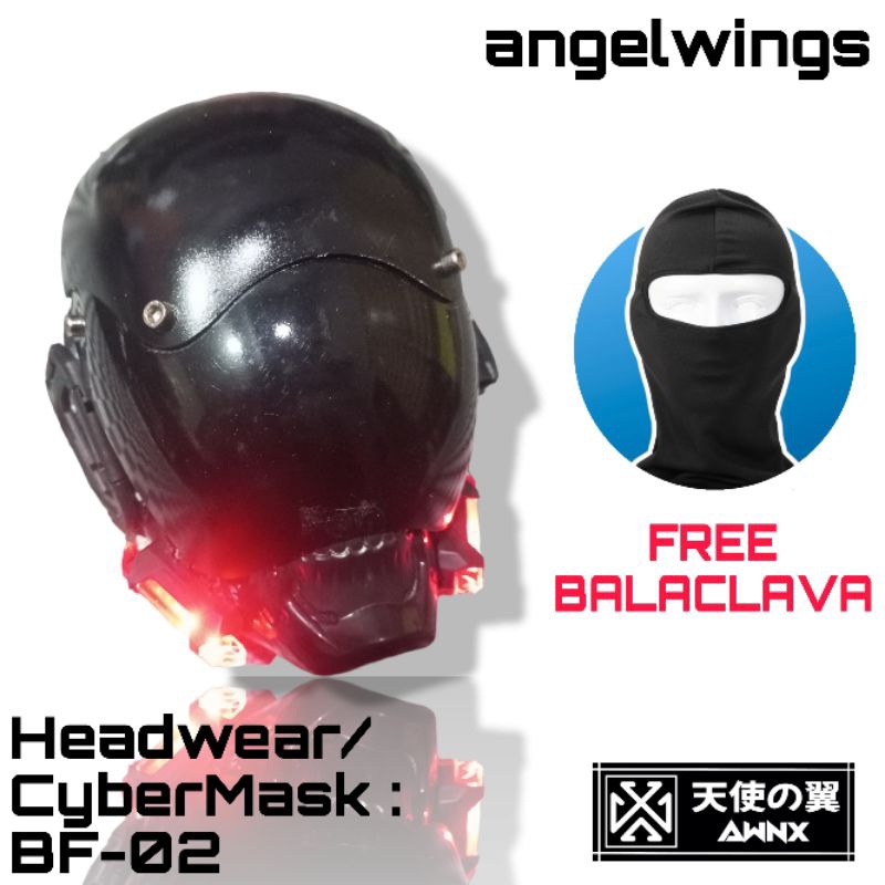 MASKER TOPENG HELM HALLOWEEN ROBOT CYBERPUNK CYBERMASK LED ZERO FORM 02 - AWNX_ZF//02