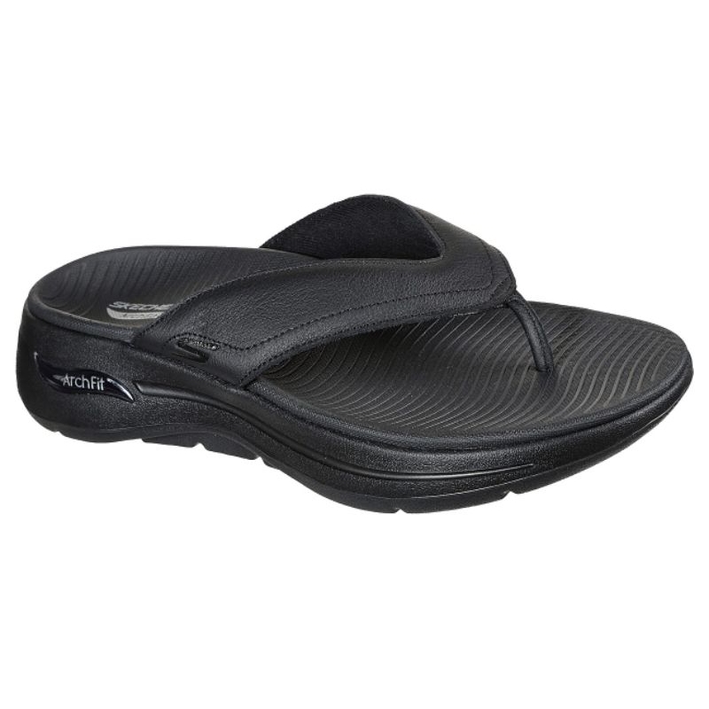 Skechers Go Walk Arch Fit Sandal Surfacer 229022/BBK Black Sendal Pria Original