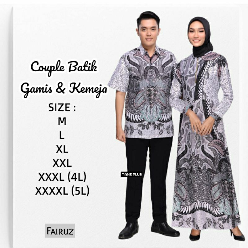 Couple Batik Pasangan Gamis Jumbo 4L-5L Sarimbit Keluarga Set Longdress Muslim Big Size DVN