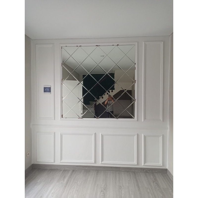 Paket Set Kaca Cermin Moulding BUKAN BEVEL 170CM X 170CM Termurah COD/Kaca Cermin Dekorasi Hiasan Di