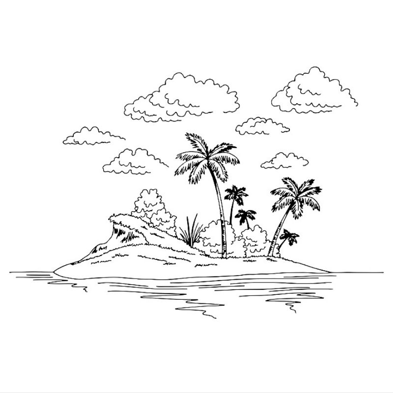 

Gambar Sketsa Mewarnai Edisi Pemandangan Alam Laut Pantai 03 / Seketsa Lukis / Drawing Sketch / Kertas Menggambar A4