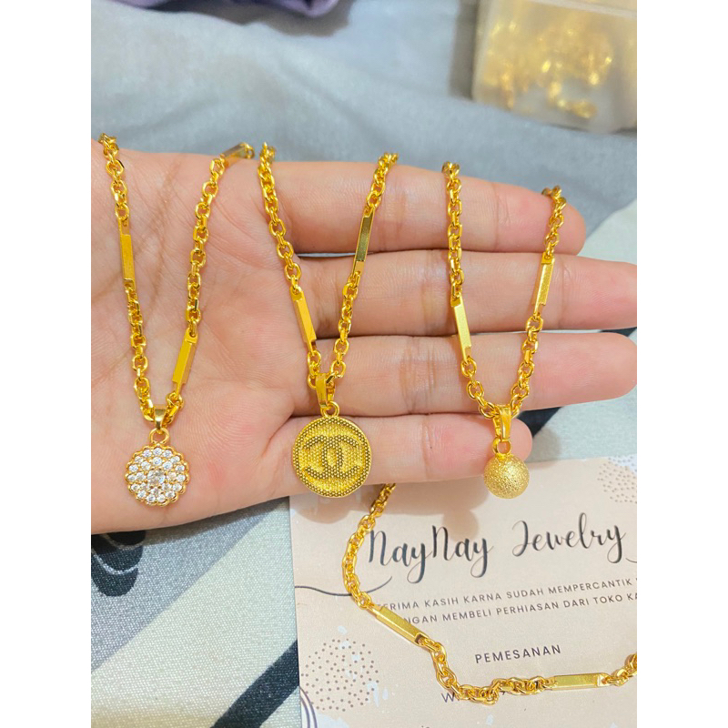 Kalung Koin Medan Balok Warna 24K