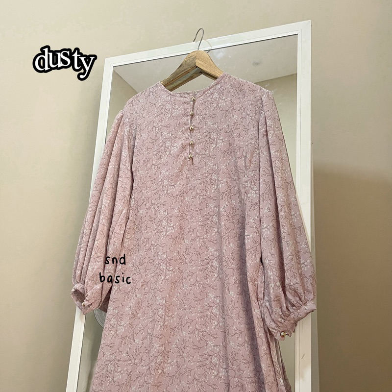 SHAKIRA DRESS | GAMIS MOTIF BUNGA KATUN FLOWER CRINKLE JUBAH ABAYA LEBARAN-dusty