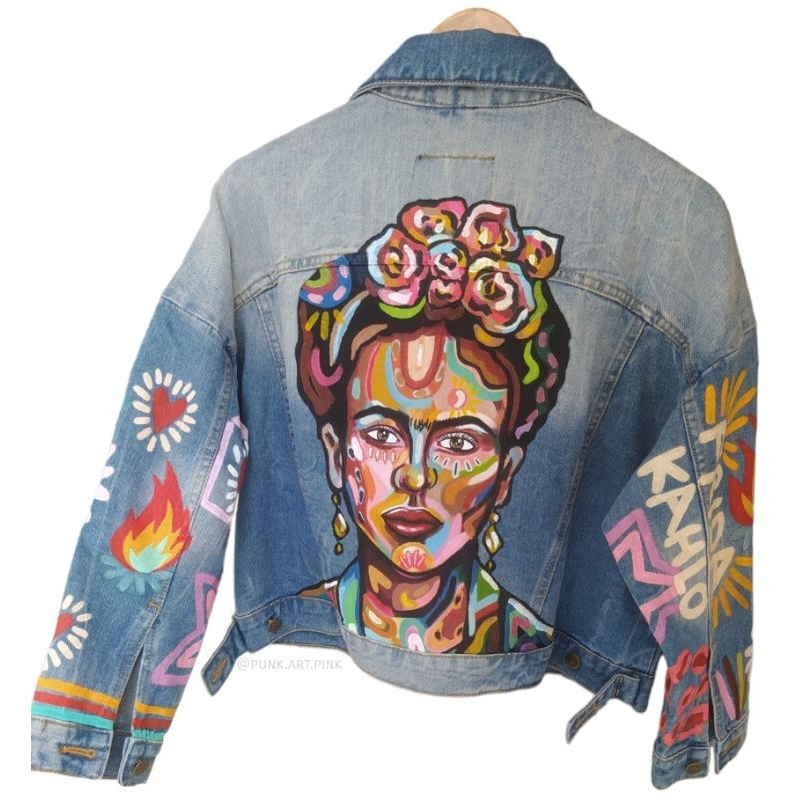 jaket jeans denim levis painting lukis art custom