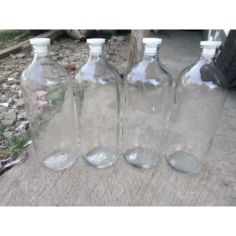 Botol Bensin 1 Liter kaca Botol Kaca 1000 ml BOTOL KACA  1 liter BOLLES BOTOL JAMU BELING BENSIN 1 L