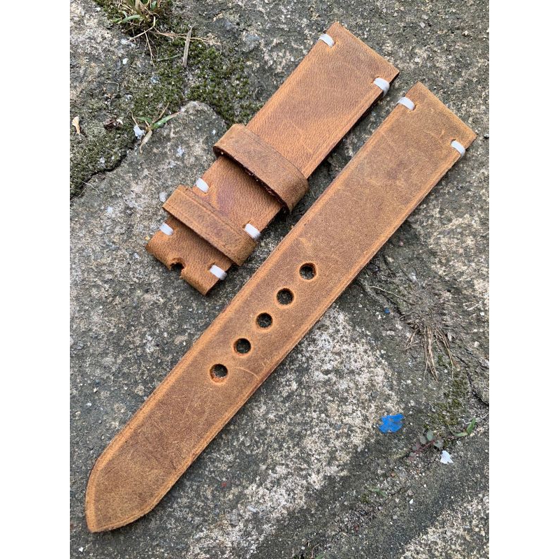 Strap tali jam tangan kulit sapi asli CH handmade lentur