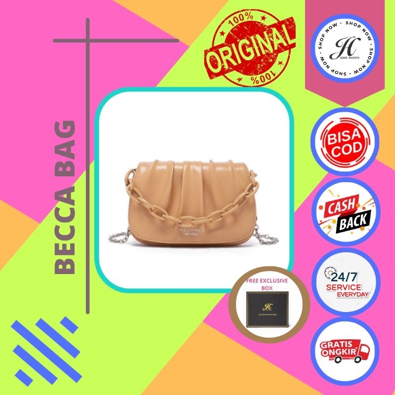 JIMSHONEY BECCA BAG tas slempang kondangan wanita gratis free box chain plastik rantai kado hampers