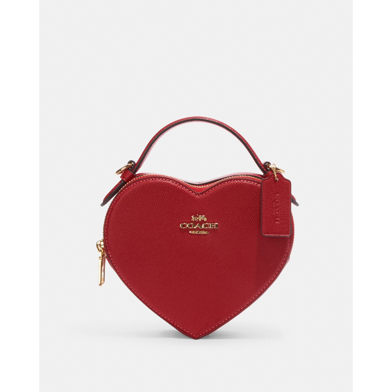 Coach Heart Crossbody In Signature Canvas With Heart Metal Print (CE652)