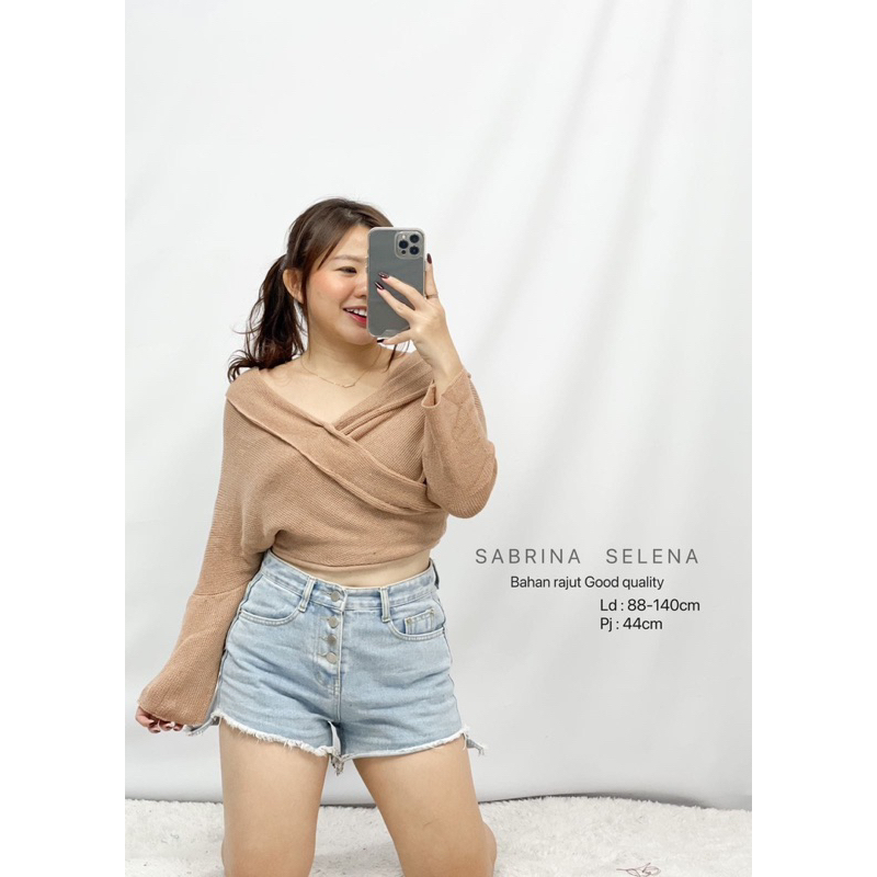 BLOUSE SABRINA WANITA CEWEK RAJUT SELENA FASHION LENGAN PANJANG