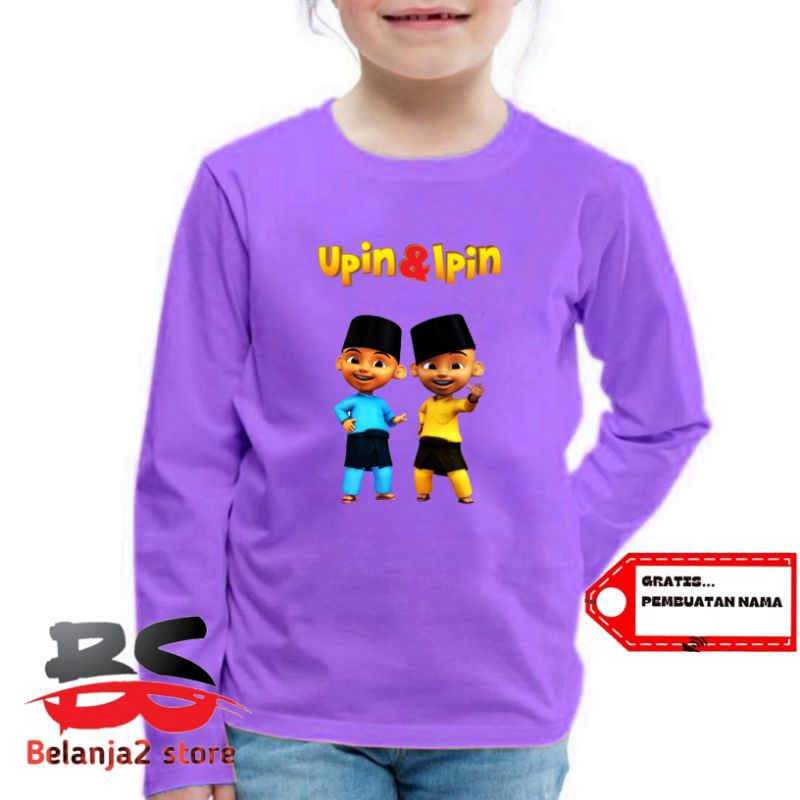 BAJU ANAK KAOS ANAK LENGAN PANJANG UPIN & IPIN FREE NAMA
