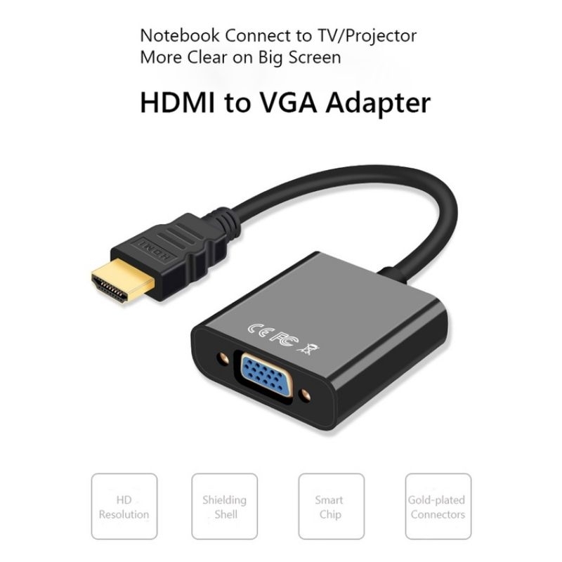 CONVERTER KONEKTOR HDTV TO VGA HDMI TO VGA DARI LAPTOP KE PROYEKTOR MONITOR AWET SAMBUNGAN KOMPUTER