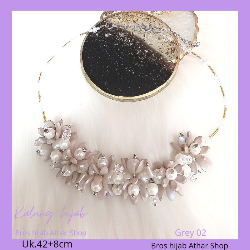 Premium Crystal Beads Necklace - Kalung Hijab Daily aksesoris Fashion kekinian By Athar Shop