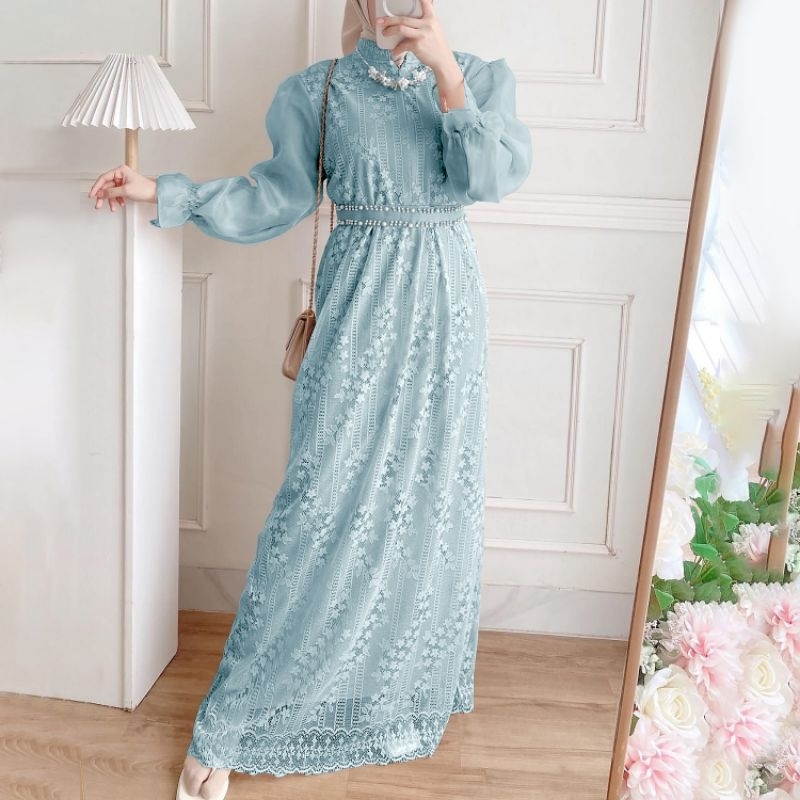 MAXY MOUREN MOTE, BRUKAT MOSCREPE, GAMIS HIJAB MUSLIM, MAXY DRESS, 3 UKURAN