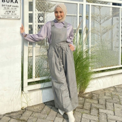 NHM Baju Terusan Overall Celana Wanita Katun Linen