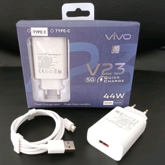 Charger Original VIVO V23 (5G) Quick Charge (4A) USB + Kabel Data Type C Fast Charging 44 Watt