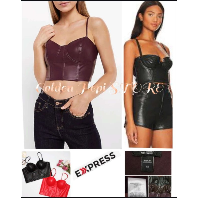 Bra Kulit Tanktop Kamisol Leather Synthetic