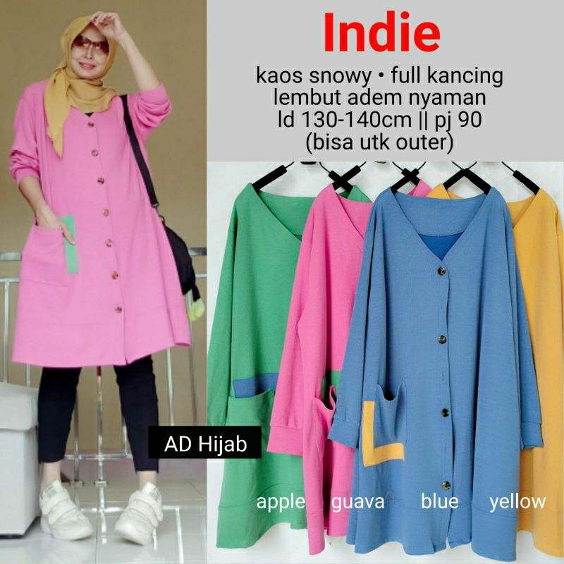 INDIE kaos jumbo import atasan wanita bigsize ld 130 pb 90 busui friendly by AD Hijab