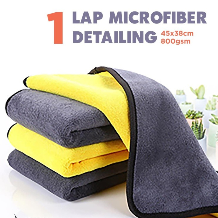 KAIN LAP MICROFIBER POLISH POLOS WASH WAX COATING 2 SISI UK 30 x 30 cm DAYA SERAP TINGGI