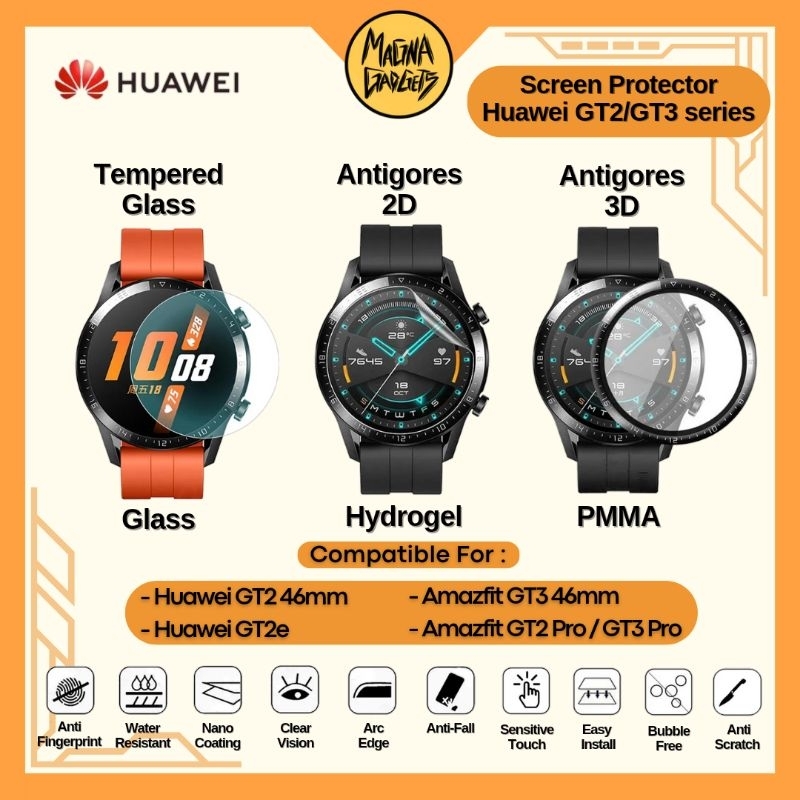 Anti Gores 3D Huawei GT2 46mm / GT2e / GT2 Pro / GT3 / GT3 Pro Tempered Glass Screen Protector