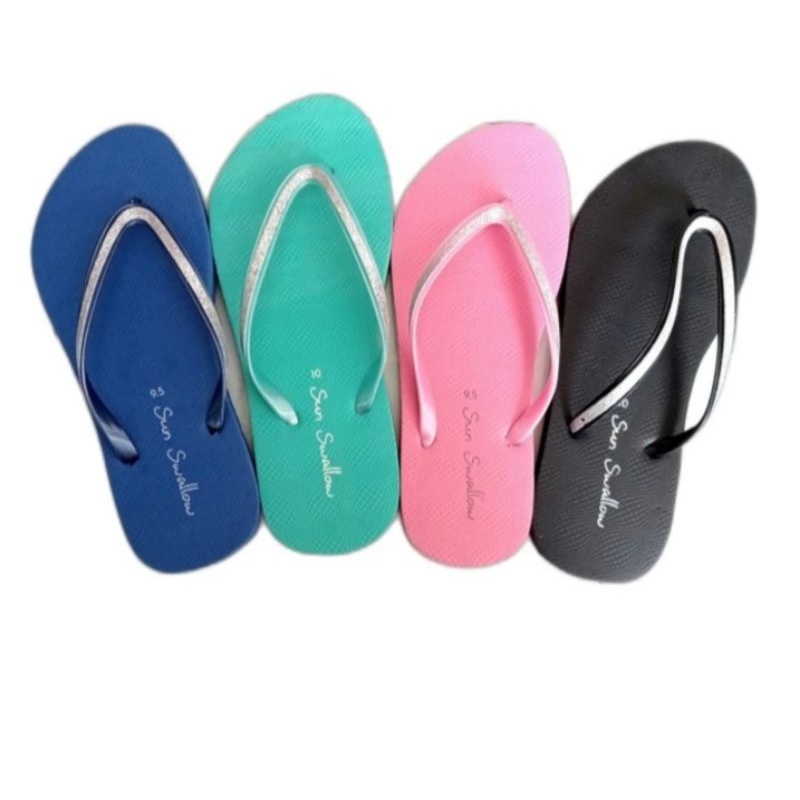 Sandal jepit wanita sun swallow crystal