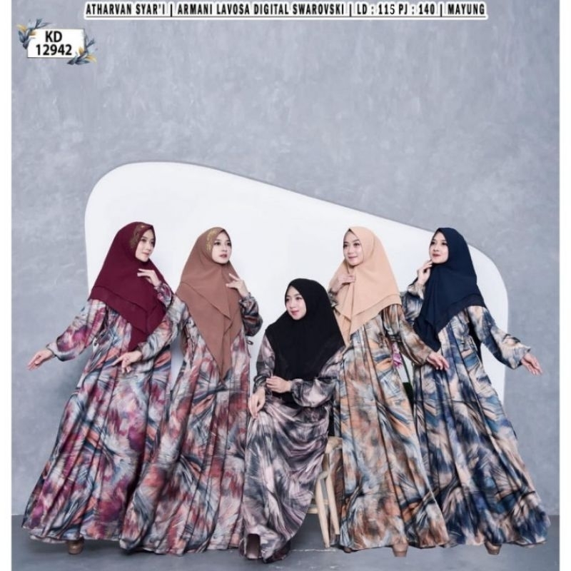 GAMIS SET KHIMAR JUMBO LD 115 BAJU MUSLIM JILBAB SYARI SILK MAXI DRESS HOMEDRESS ONESET