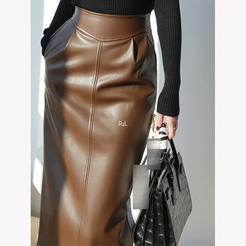 Span kulit wanita / skirt leather vintage midi