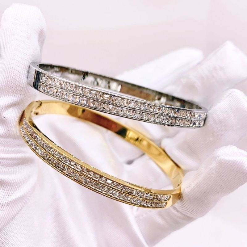 Gelang Titanium Asli kilau mirip emas asli Premium Quality Anti Karat Anti Alergi Bracelet Branded Band Stainless Steel Ori Gt00910
