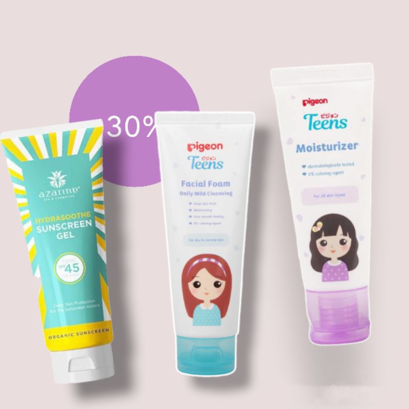 Paket Pigeon Skincare Basic Anak Remaja Perempuan Tanggung Bpom Sunscren Wajah Pembersih Wajah Pelem