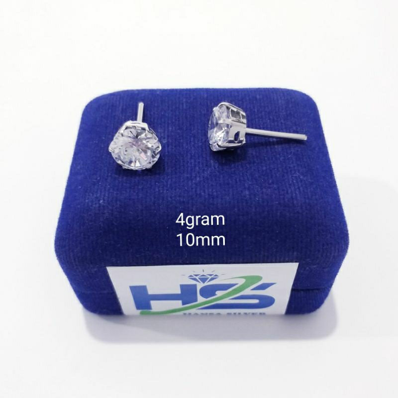 Anting Perak Asli Silver 925 Lapis Emas Putih Model Giwang Tusuk Desi - Anting Wanita Anti Karat