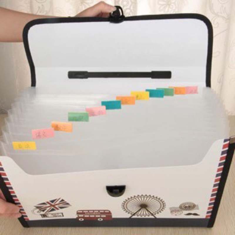 document folder organizer bag tas dokumen map A4 expanding slot file folder tema london