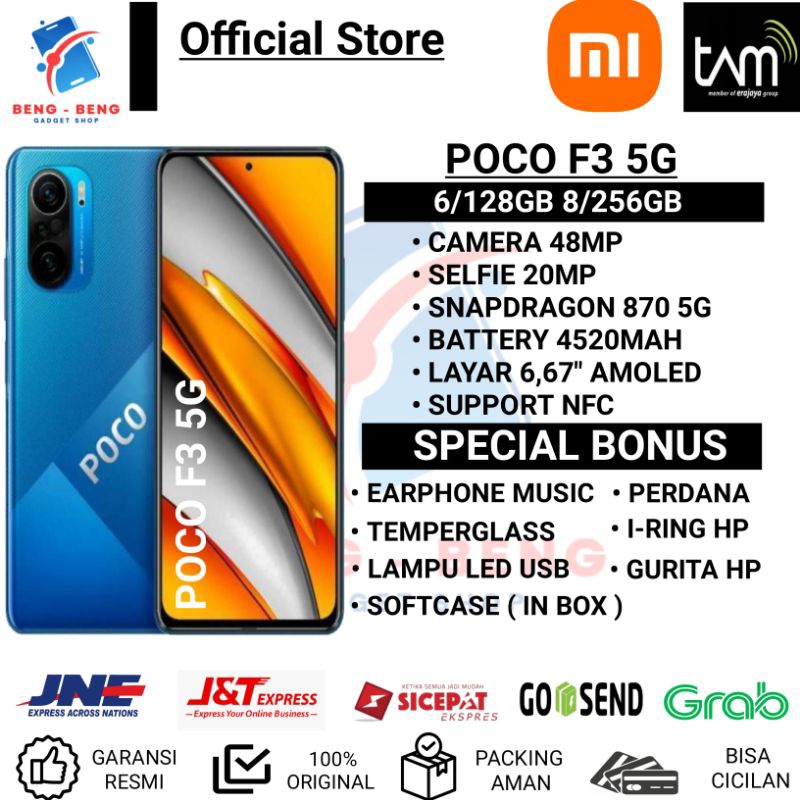 XIAOMI POCO F3 5G RAM 6/128GB 8/256GB GARANSI RESMI TAM - BONUS