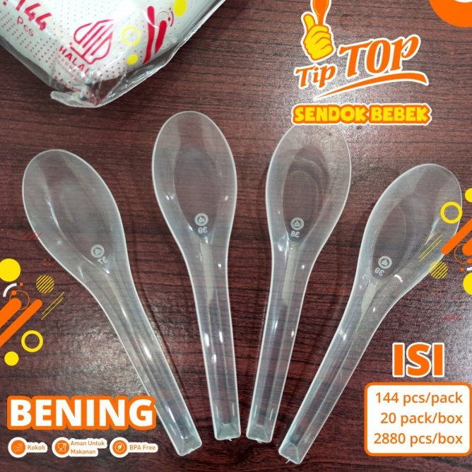 Sendok Bebek Plastik Besar TIPTOP Bening Trans Bersih Kuat @ 144 pcs