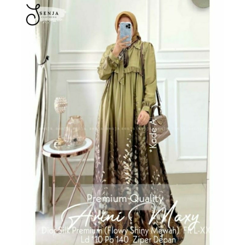 Arini maxy dress gamis maxi musli premium by senja original fashion soll
