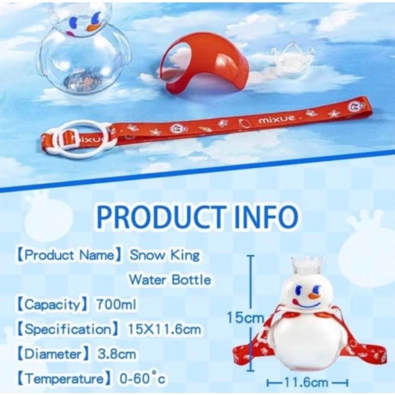 Tumbler Mixue Botol Minum Snow King Xue Wang 700ml dengan tali