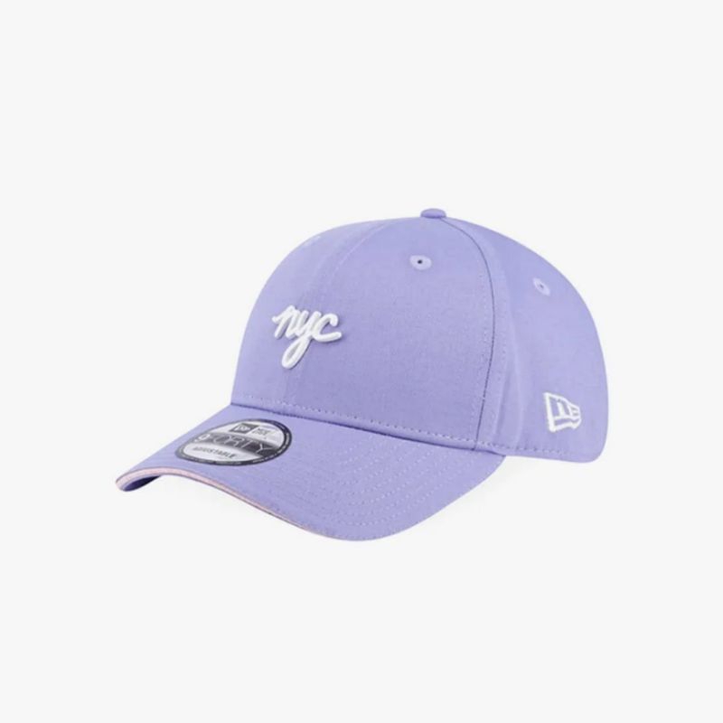 Topi New Era Cap NYC Sandwich Visor Metal Logo Purple 9Forty Adjustable Original