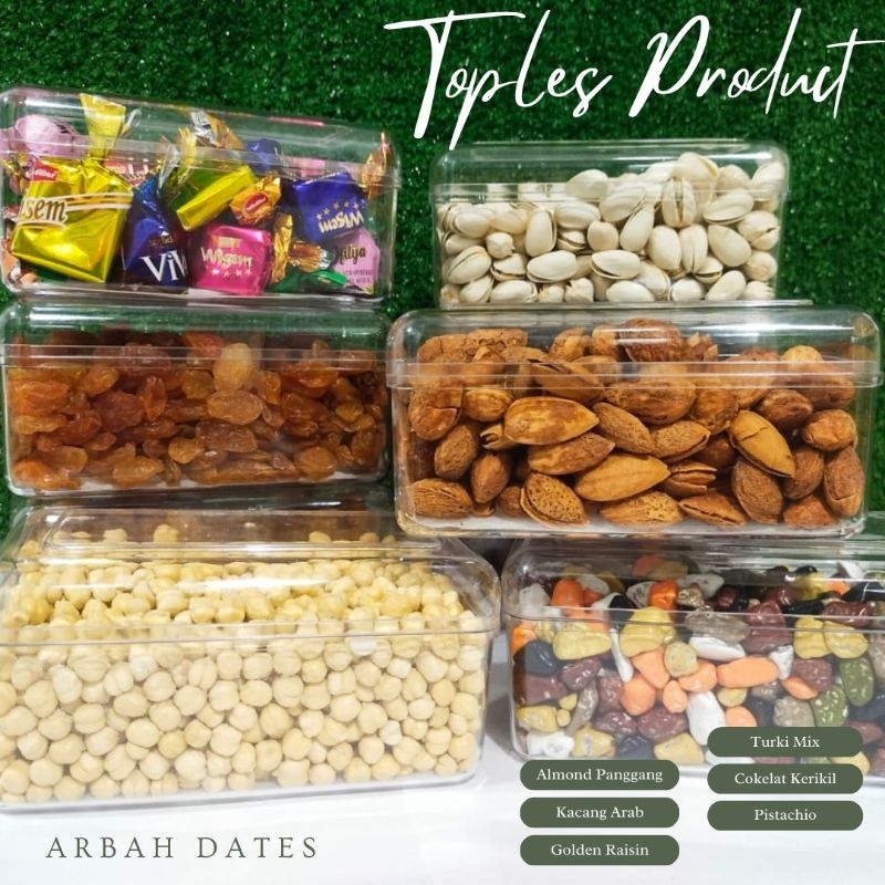 

[Afluth Store] Toples Cookies / Coklat Turki / Kacang Arab / Almond / Pistachio / Coklat Kerikil / Golden Raisin